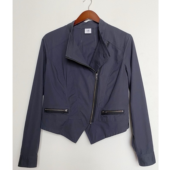 CAbi #3023 Twilight Moto Zip Up Gray Jacket M - Picture 1 of 8